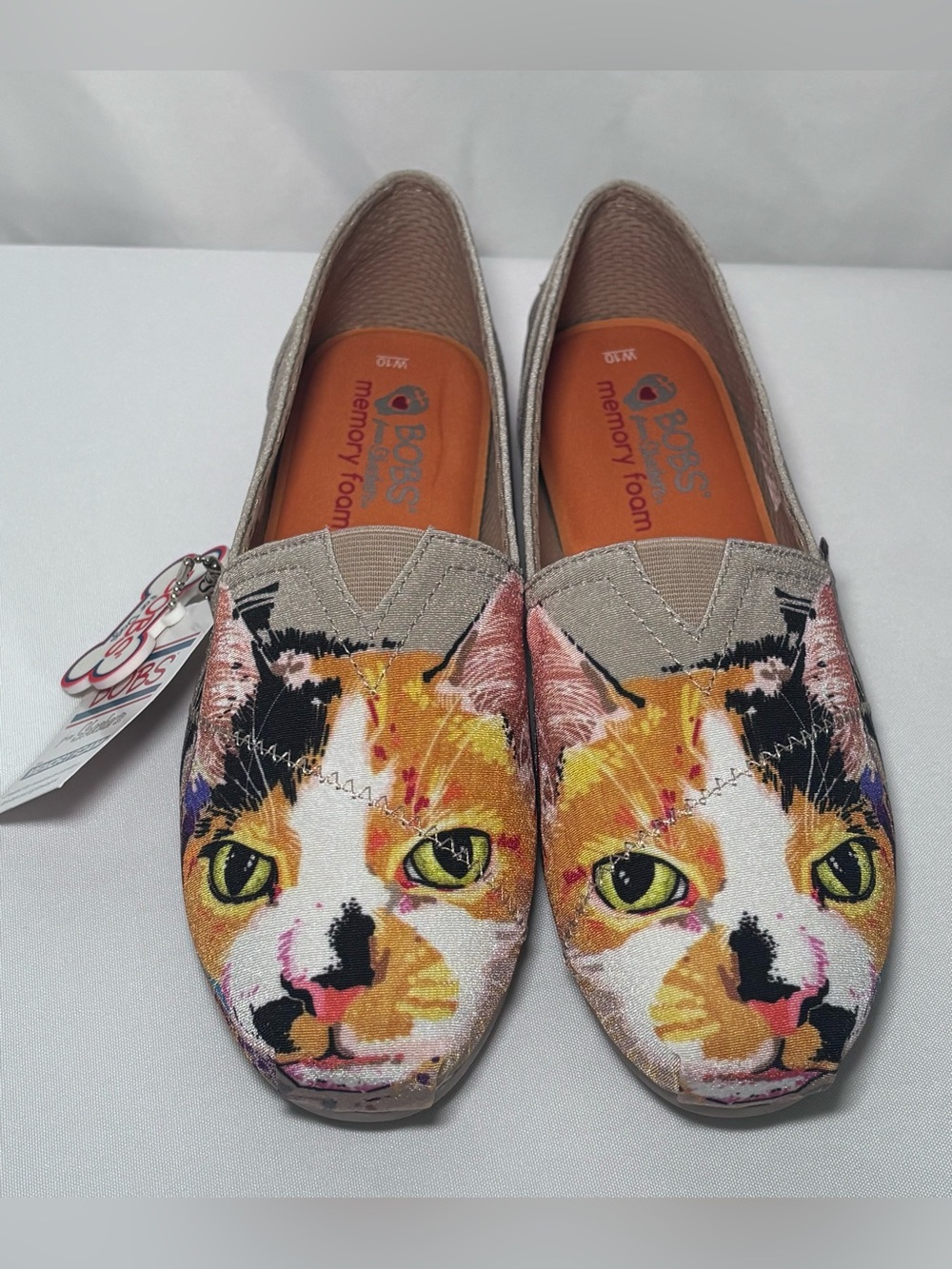 Skechers Bobs Calico Cat Memory Foam Flat Canvas Shoes